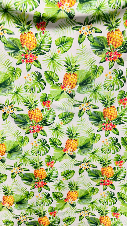 New Pineapple tropical design multicolor print on best quality of nylon spandex 4-way stretch 58/60” Sold by the YD. Ships  Worldwide