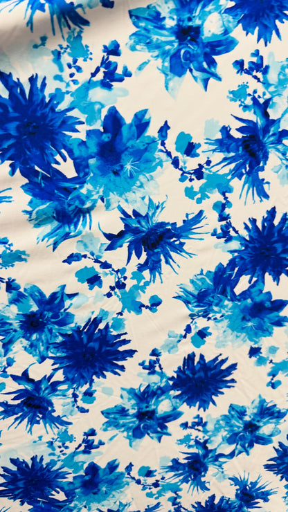 New Flower Abstract design print on heavy nylon spandex 4way stretch 58/60" Sold by the  YD. Ships worldwide from Los Angeles California.