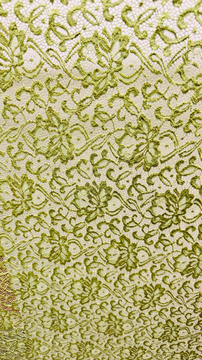 New Victoria Sage Stretch lace design best quality of stretch lace 55/57” Sold by the YD. Ships Worldwide from Los Ángeles California USA