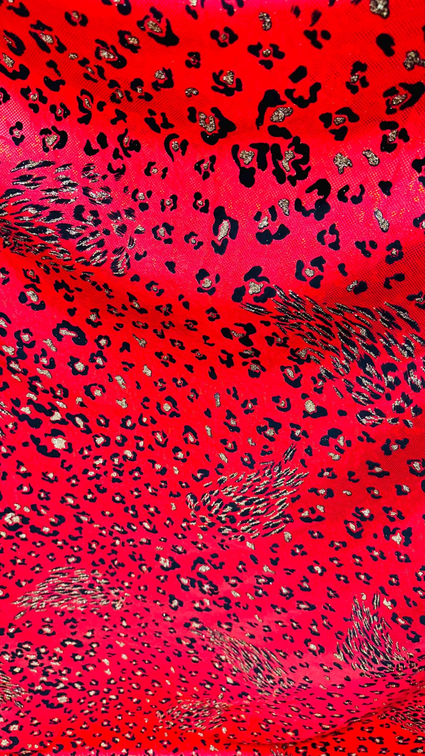 NEW Jaguar design flocking on hologrm broken glasss metallic 4way strech nylon spandex sold by the yd. Ships from Los Angeles California USA