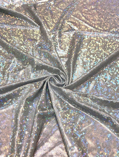 New Shattered glass with foggy foil Hologram metallic nylon spandex 4way stretch 58/60" Sold by the YD. Ships worldwide from Los Angeles CA