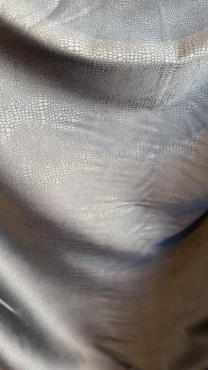 Exotic Snake design on stretch Black twill with foil 2-way stretch 50”/52” Sold by the YD. Ships Worldwide from Los Angeles California USA