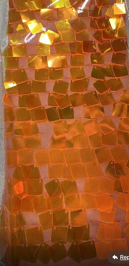 New square sequins iridescent colors embroidered on mesh fabric 2-way stretch 54/55” Sold by the YD. Ships worldwide from Los Angeles Califo