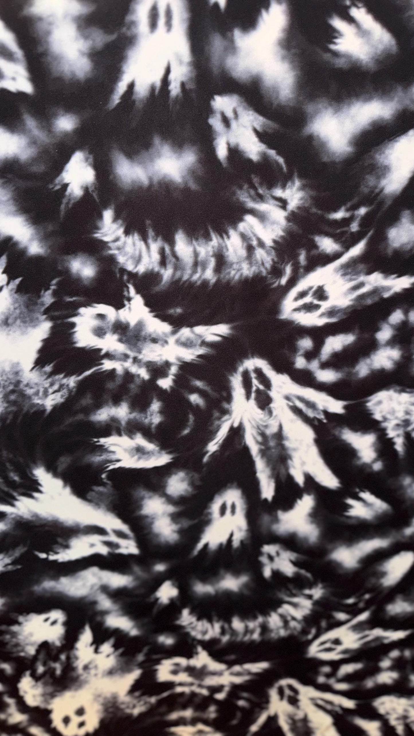 Ghost design print on best quality of nylon spandex and power mesh nylon spandex 4-way stretch 58/60” Sold by the YD. Ships worldwide