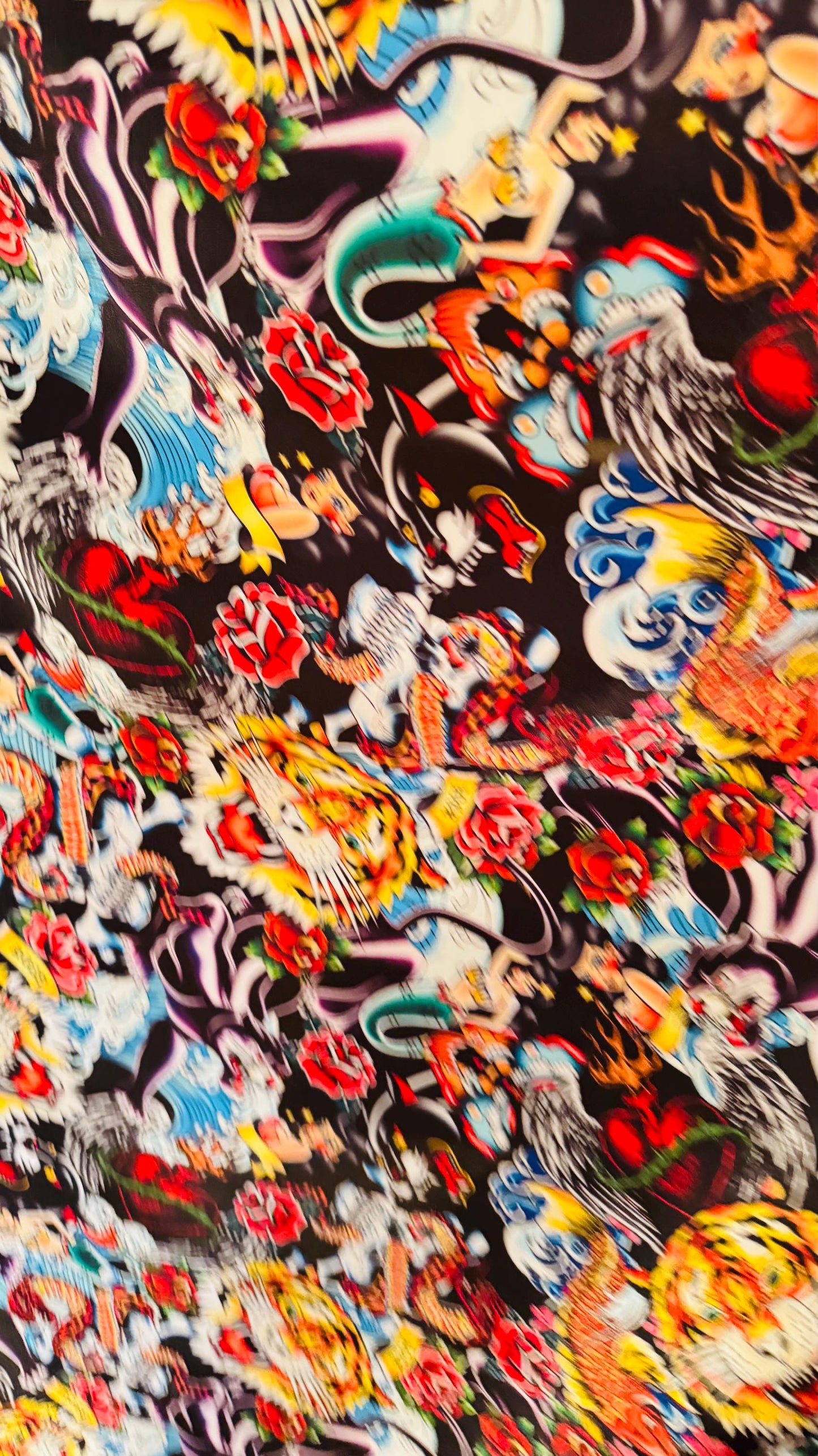 Deluxe Japanese Tattoo design print on Crepe Back Luxury satin non stretch  58/60” High Quality fabrics by AlexLAFabrics