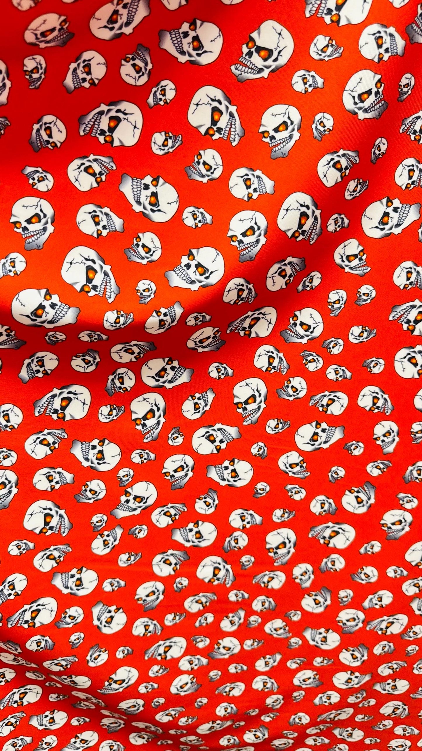 Terminator Skull Design on nylon spandex 4-Way stretch 58/60”  Sold by the Yd. Ships worldwide From Los Angeles  California USA.