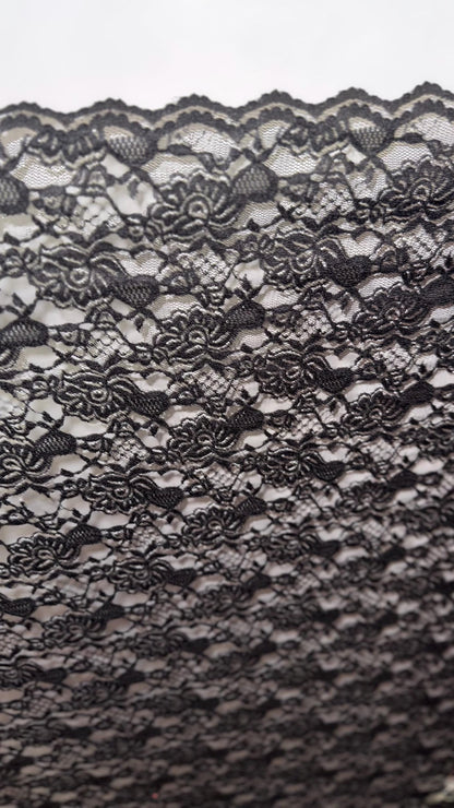 New Victoria Black Lace design best quality of nylon spandex stretch lace 55/57” Sold by the YD. Ships Worldwide from Los Ángeles California