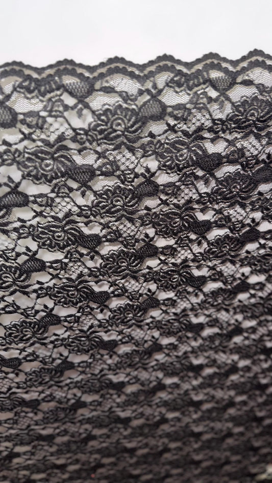 New Victoria Black Lace design best quality of nylon spandex stretch lace 55/57” Sold by the YD. Ships Worldwide from Los Ángeles California