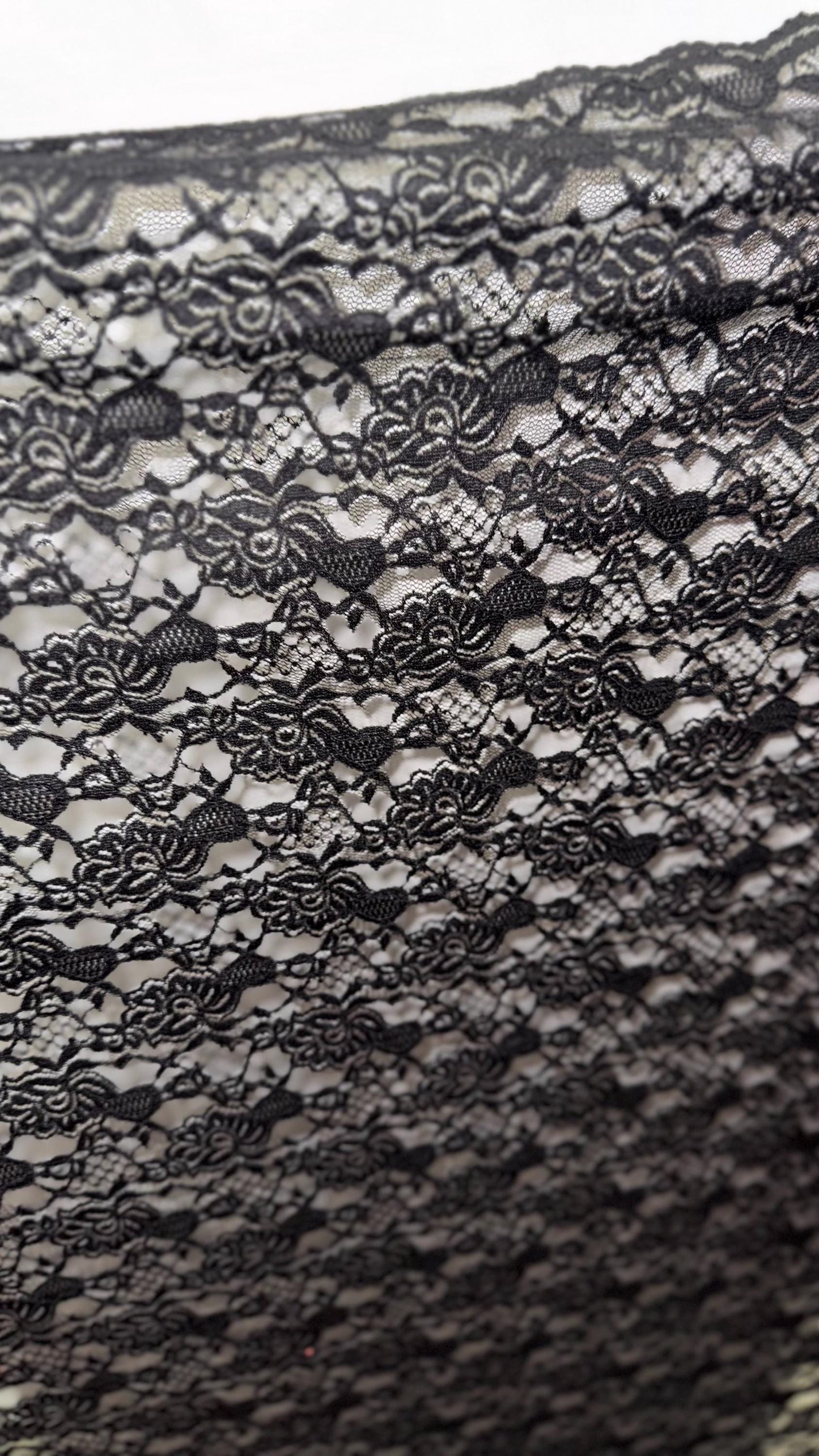 New Victoria Black Lace design best quality of nylon spandex stretch lace 55/57” Sold by the YD. Ships Worldwide from Los Ángeles California
