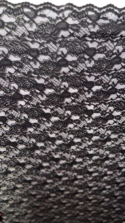 New Victoria Black Lace design best quality of nylon spandex stretch lace 55/57” Sold by the YD. Ships Worldwide from Los Ángeles California