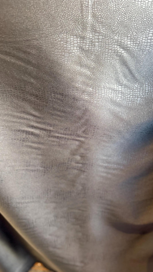 Exotic Snake design on stretch Black twill with foil 2-way stretch 50”/52” Sold by the YD. Ships Worldwide from Los Angeles California USA