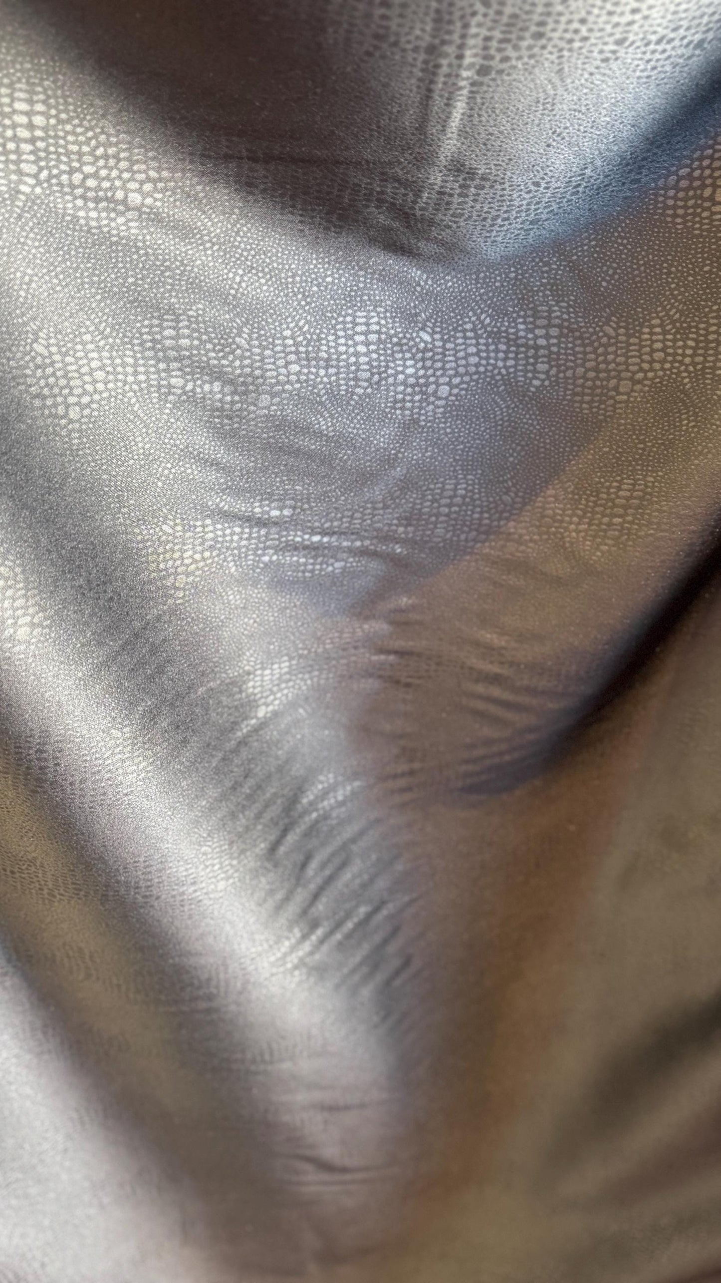 Exotic Snake design on stretch Black twill with foil 2-way stretch 50”/52” Sold by the YD. Ships Worldwide from Los Angeles California USA