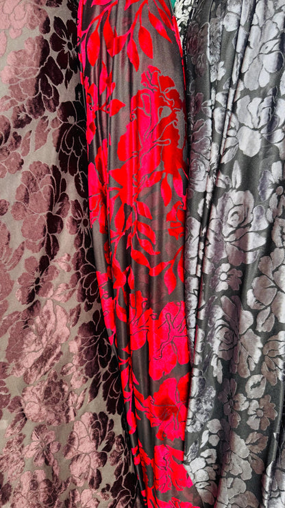 New burnout velvet exotic Flower design multicolor 4way Stretch 58/60" Sold by the YD. Ships worldwide from Los Angeles California USA.