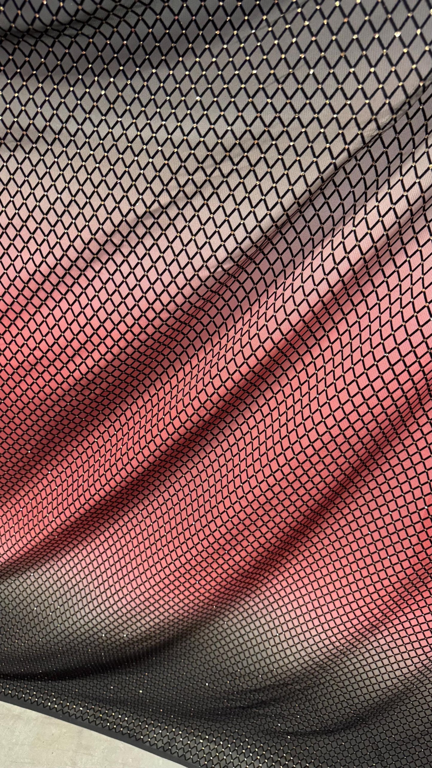 New Ombre design Mauve/Bkack Diamond power  mesh with glitter nylon spandex 4-way stretch 58/60”
