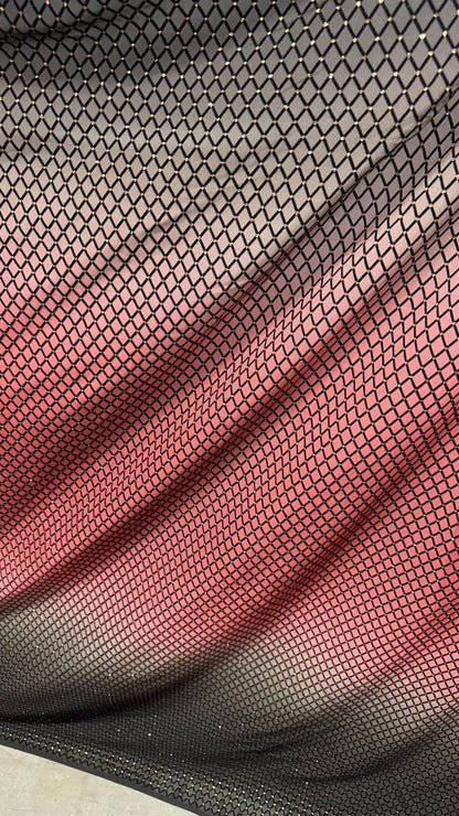New Ombre design Mauve/Bkack Diamond power  mesh with glitter nylon spandex 4-way stretch 58/60”