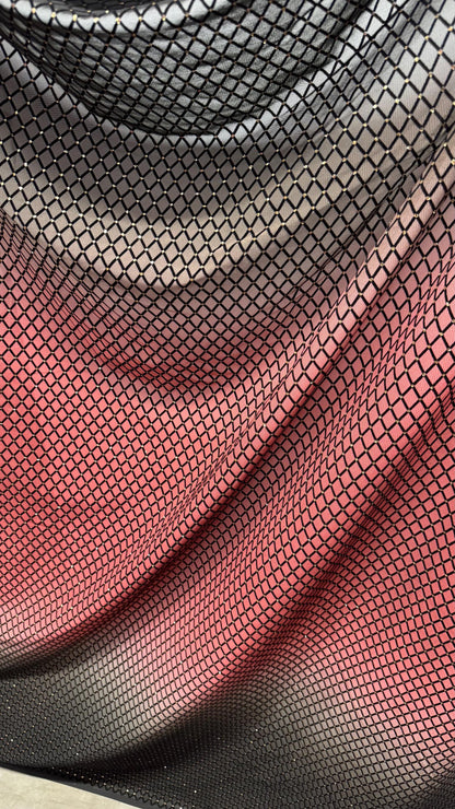 New Ombre design Mauve/Bkack Diamond power  mesh with glitter nylon spandex 4-way stretch 58/60”