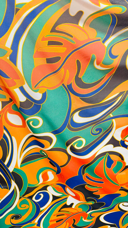 New Swirl abstract design Multicolo print on great quality of power mesh 4-way stretch 58/60” Sold by the YD. Ships Worldwide from L.A