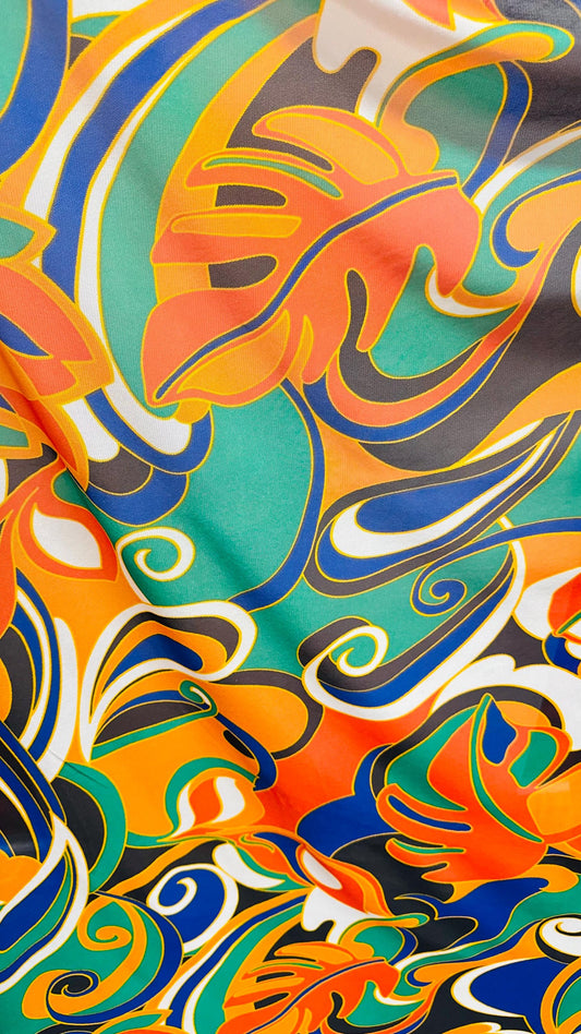 New Swirl abstract design Multicolo print on great quality of power mesh 4-way stretch 58/60” Sold by the YD. Ships Worldwide from L.A