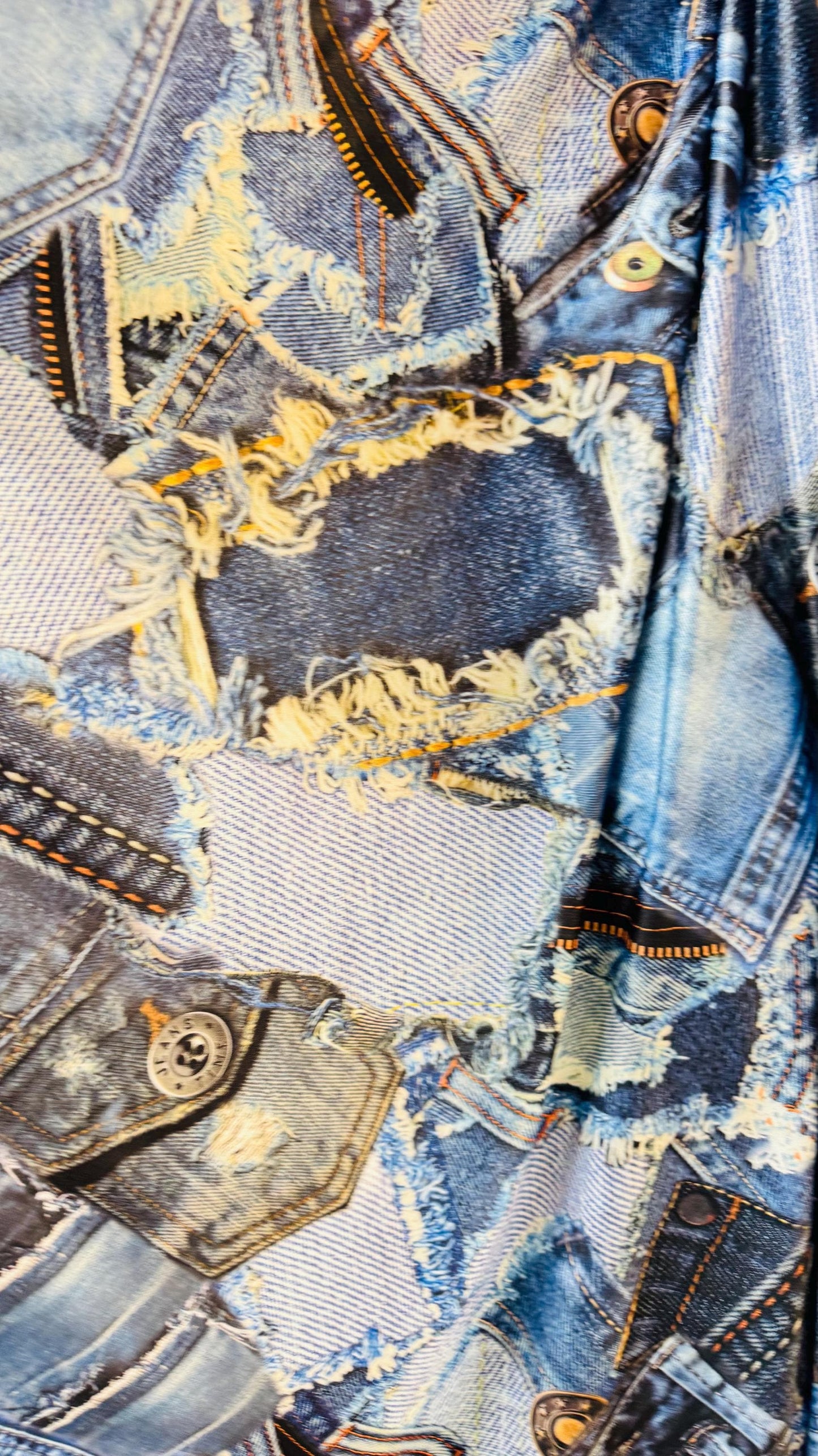 New jeans design print on nylon spandex light weight 4way stretch 58/60” Sold by the YD. Ships worldwide from Los Angeles California USA