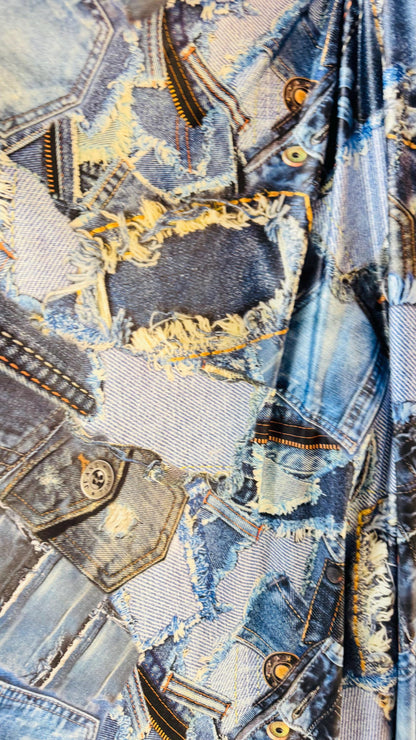 New jeans design print on nylon spandex light weight 4way stretch 58/60” Sold by the YD. Ships worldwide from Los Angeles California USA