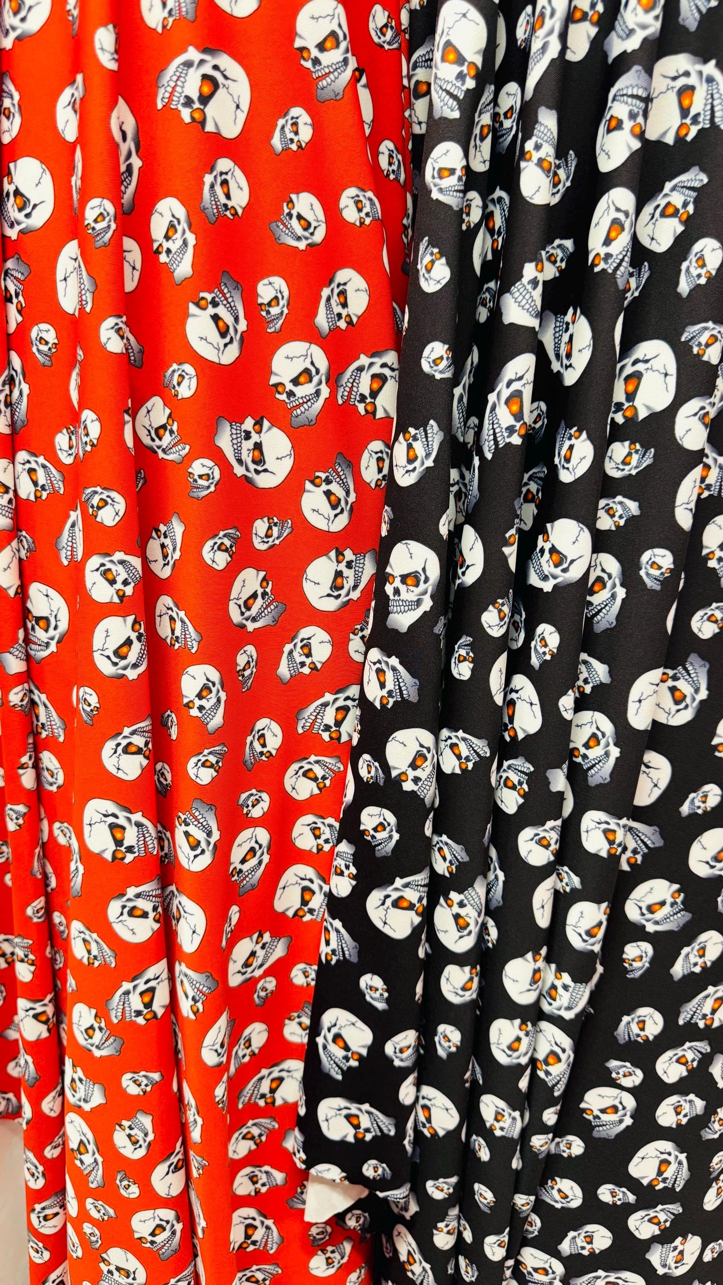 Terminator Skull Design on nylon spandex 4-Way stretch 58/60”  Sold by the Yd. Ships worldwide From Los Angeles  California USA.