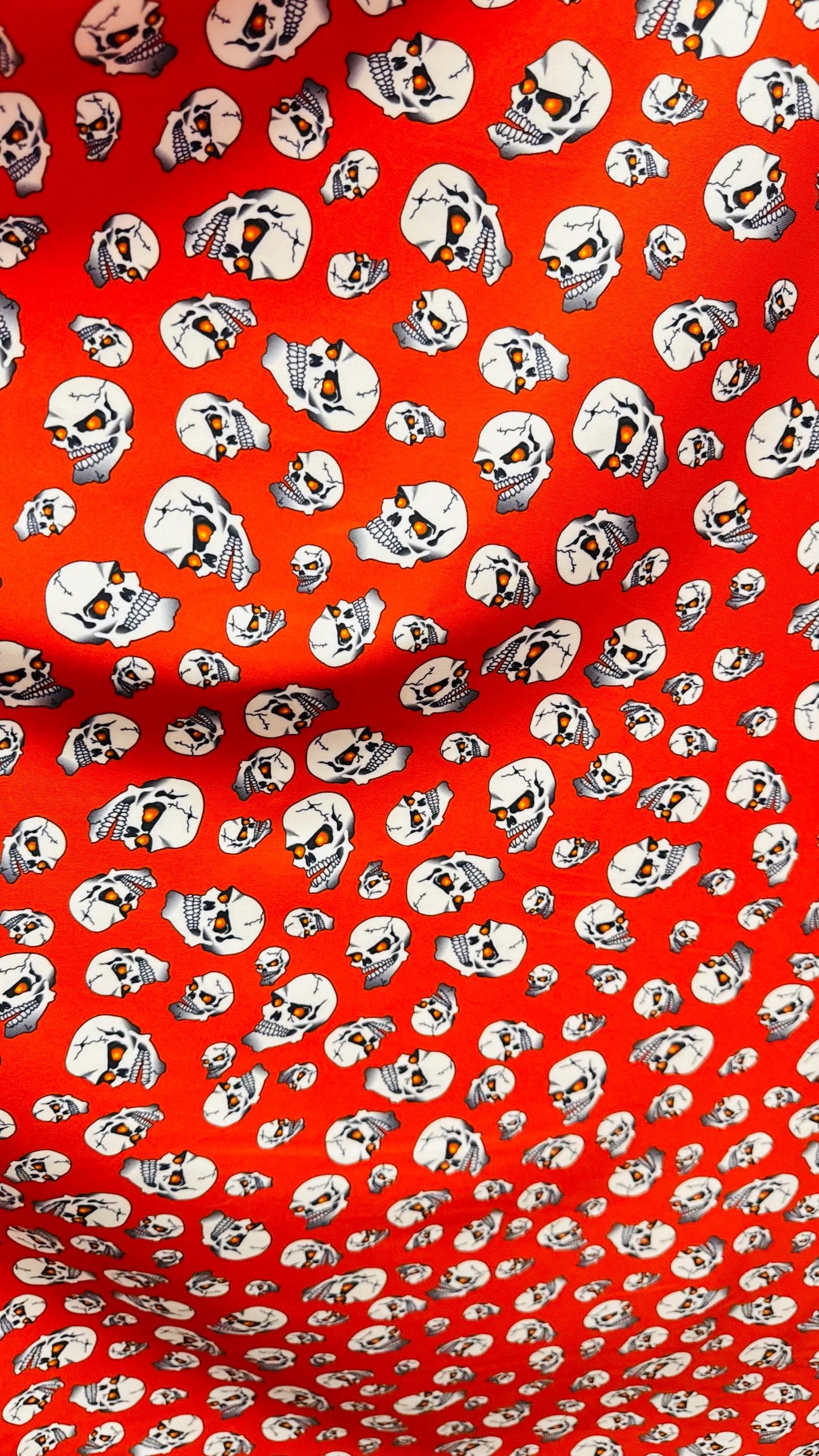 Terminator Skull Design on nylon spandex 4-Way stretch 58/60”  Sold by the Yd. Ships worldwide From Los Angeles  California USA.