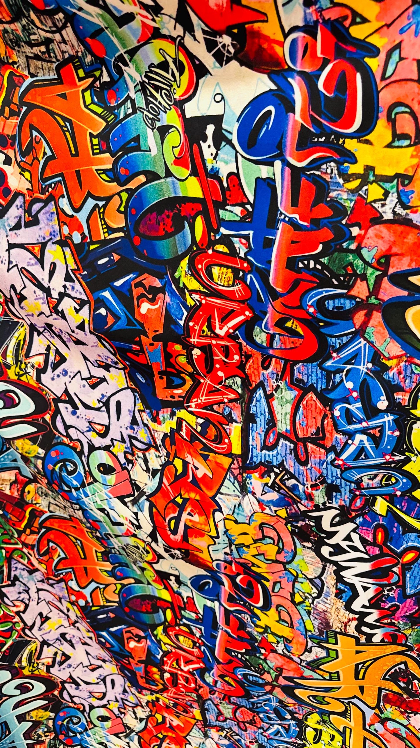Graffiti design Multicolor print on great quality of nylon spandex  4-way stretch 58/60” Sold by the YD. Ships worldwide from Los Angeles CA