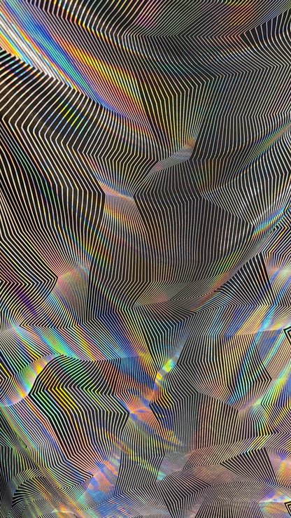 New Digital Geometric design on hologram poly spandex 2-way stretch 58/60” Sold by the YD. Ships Worldwide from Los Angeles California USA.