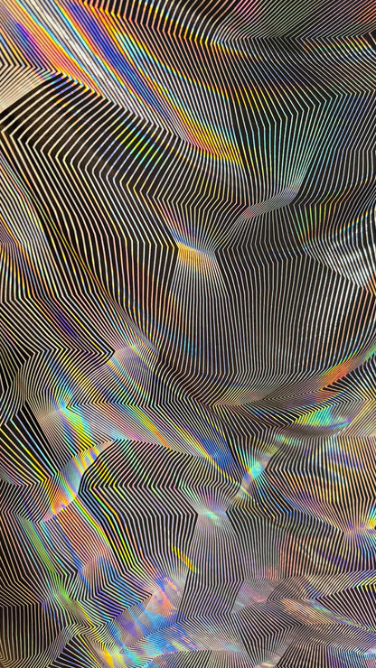 New Digital Geometric design on hologram poly spandex 2-way stretch 58/60” Sold by the YD. Ships Worldwide from Los Angeles California USA.