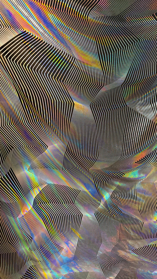 New Digital Geometric design on hologram poly spandex 2-way stretch 58/60” Sold by the YD. Ships Worldwide from Los Angeles California USA.