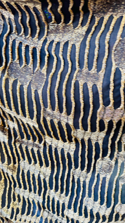 Mummy design Metallic poly spandex 4-way stretch 58/60” Sold by the YD. Ships Worldwide from Los Angeles California USA