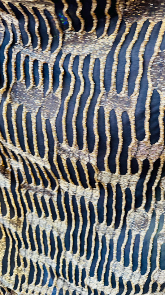 Mummy design Metallic poly spandex 4-way stretch 58/60” Sold by the YD. Ships Worldwide from Los Angeles California USA