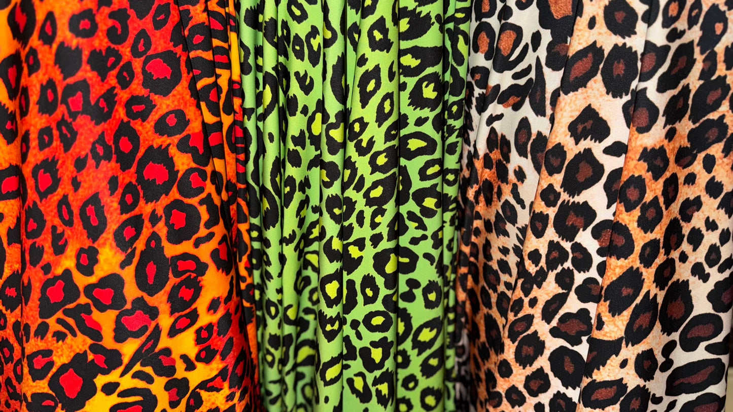 Exotic Pug Leopard design print on nylon spandex 4way stretch 58/60" Sold by the YD. Ships worldwide from Los Angeles California USA.