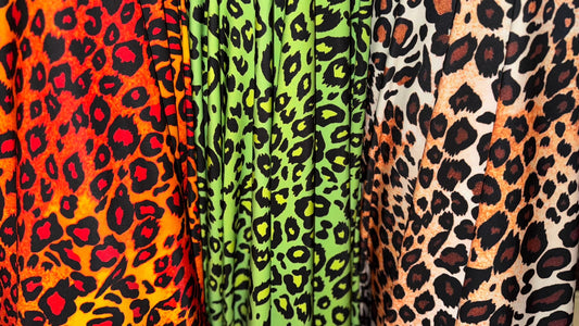 Exotic Pug Leopard design print on nylon spandex 4way stretch 58/60" Sold by the YD. Ships worldwide from Los Angeles California USA.