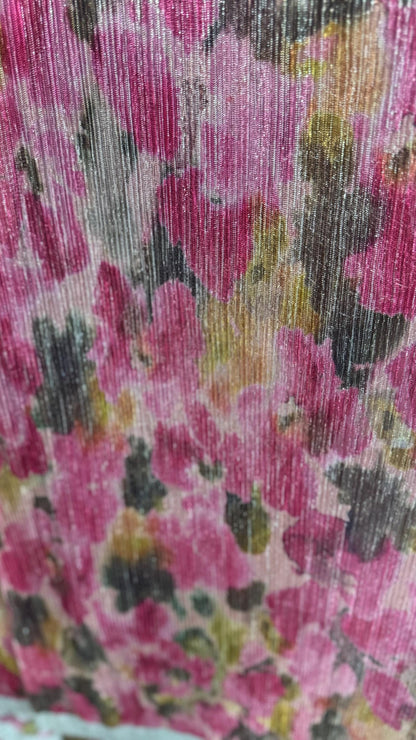 New Flower Abstract Design Pleated metallic stretch mesh 4way stretch 58/60" Sold by the YD. Ships worldwide from Los Angeles California