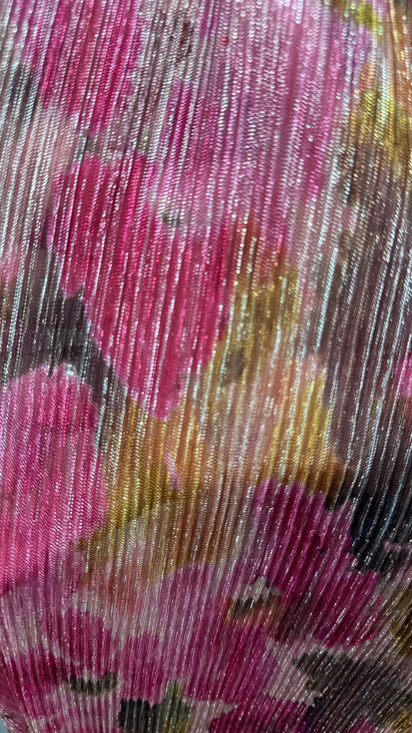 New Flower Abstract Design Pleated metallic stretch mesh 4way stretch 58/60" Sold by the YD. Ships worldwide from Los Angeles California