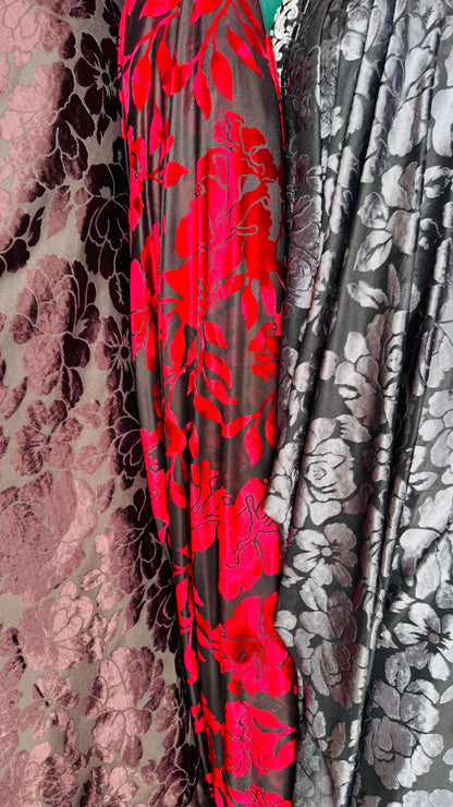 New burnout velvet exotic Flower design multicolor 4way Stretch 58/60" Sold by the YD. Ships worldwide from Los Angeles California USA.