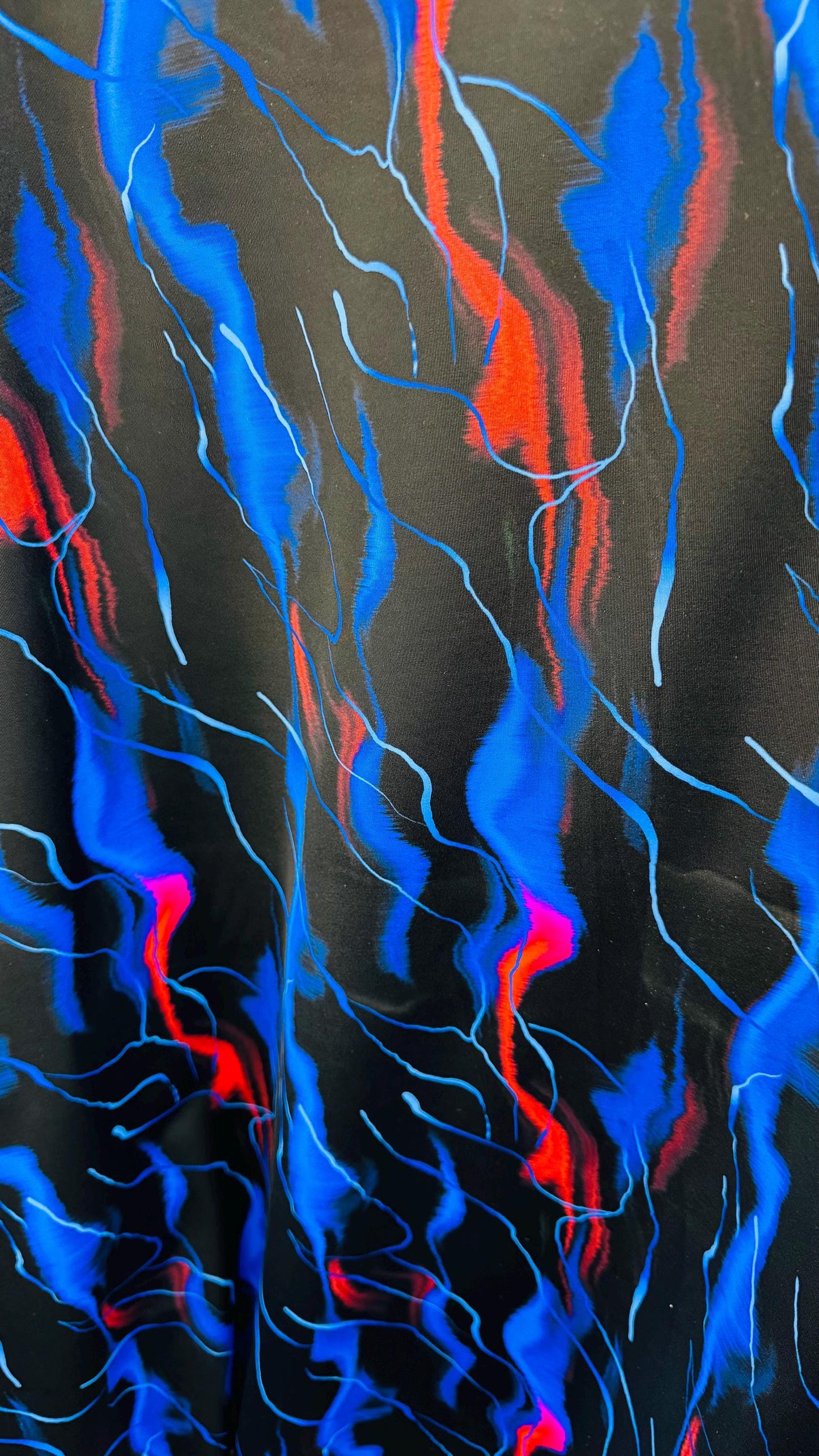 Abstract design black/Multicolor print on nylon spandex 4way Stretch 58/60" Sold by the YD. Ships worldwide from Los Ángeles California USA.