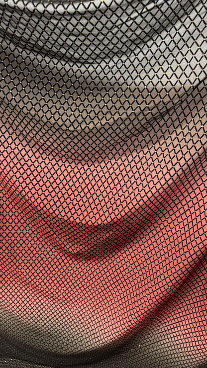 New Ombre design Mauve/Bkack Diamond power  mesh with glitter nylon spandex 4-way stretch 58/60”