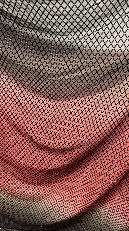 New Ombre design Mauve/Bkack Diamond power  mesh with glitter nylon spandex 4-way stretch 58/60”