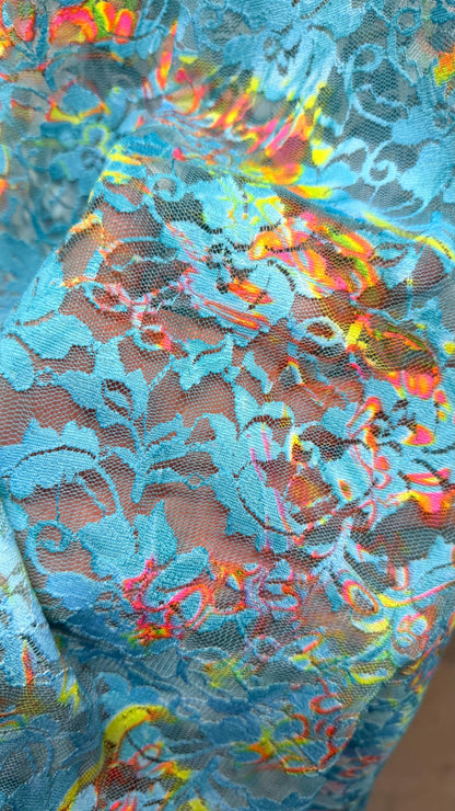 New Stretch lace Abstract floral design 4-way spandex 58-60” Sold by the YD. Ships worldwide from Los Angeles California USA.