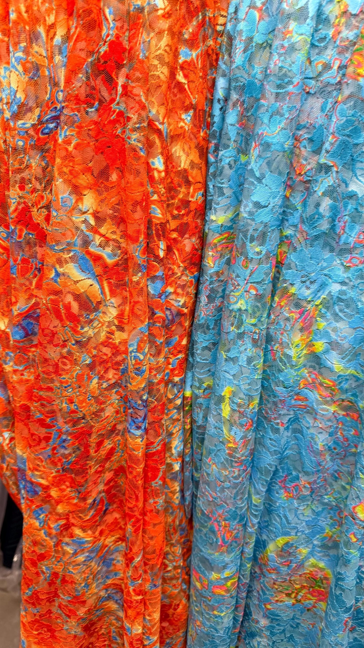 New Stretch lace Abstract floral design 4-way spandex 58-60” Sold by the YD. Ships worldwide from Los Angeles California USA.