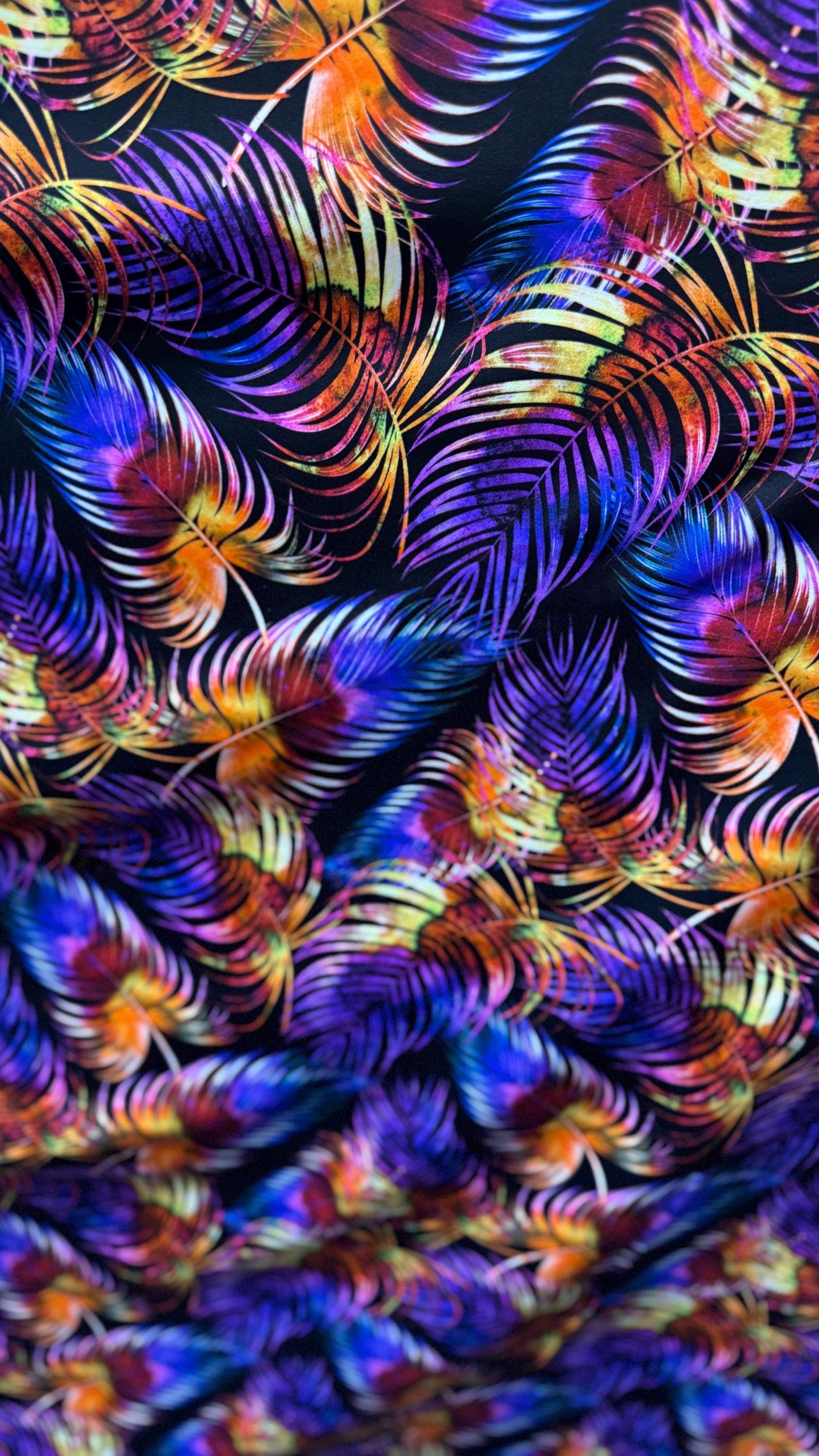 New Tropical Leaf design 58/60" 4-Way Stretch Nylon Spandex Print with fine and smooth texture. Sold by the YD. Ships worldwide from LA