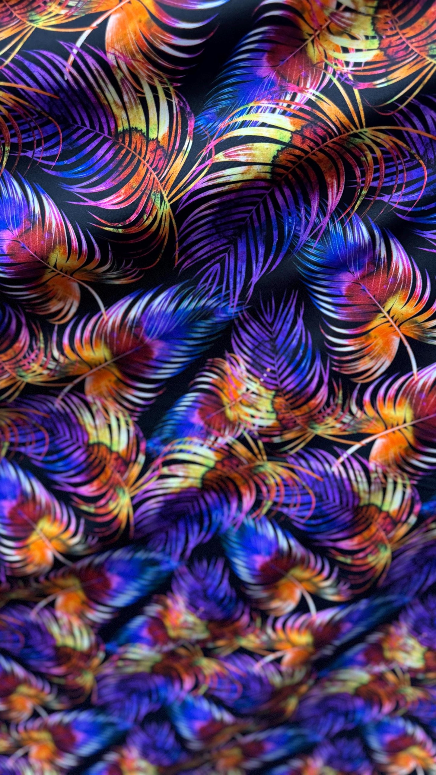 New Tropical Leaf design 58/60" 4-Way Stretch Nylon Spandex Print with fine and smooth texture. Sold by the YD. Ships worldwide from LA