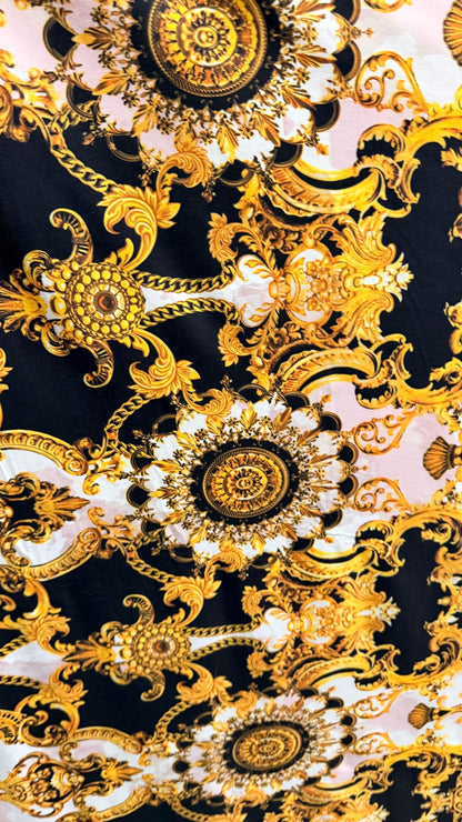 New Luxury modern Brand fashion design print on nylon spandex 4-way stretch 58/60” Sold by the YD. Ships worldwide from Los Angeles Californ
