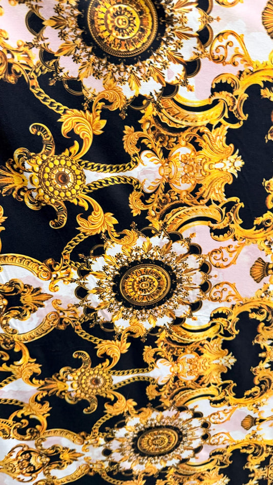 New Luxury modern Brand fashion design print on nylon spandex 4-way stretch 58/60” Sold by the YD. Ships worldwide from Los Angeles Californ