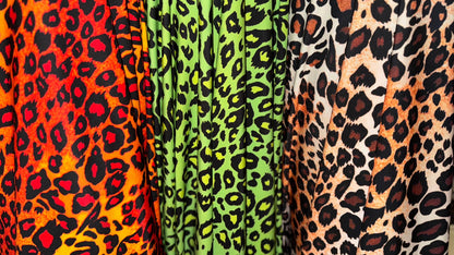 Exotic Pug Leopard design print on nylon spandex 4way stretch 58/60" Sold by the YD. Ships worldwide from Los Angeles California USA.