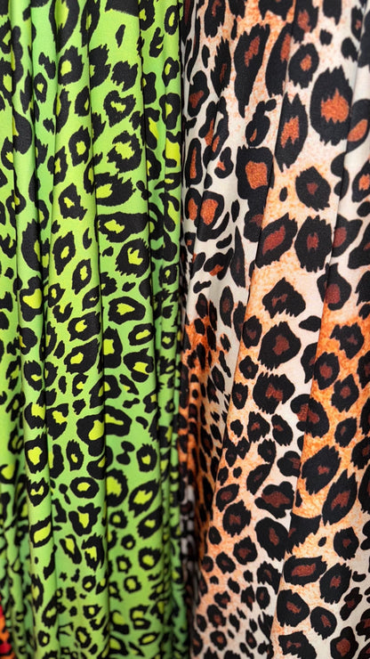 Exotic Pug Leopard design print on nylon spandex 4way stretch 58/60" Sold by the YD. Ships worldwide from Los Angeles California USA.