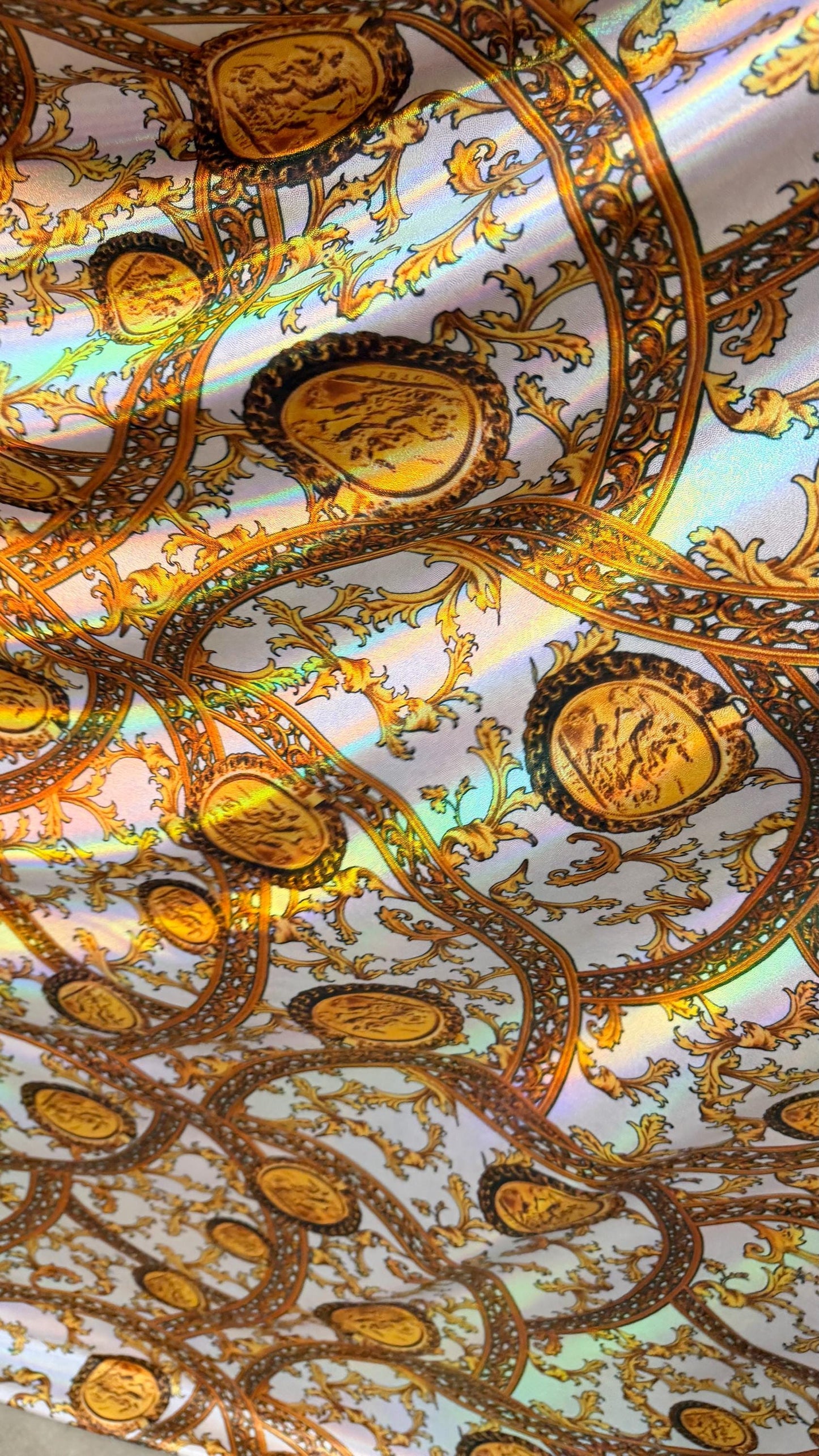 New Fashion brand design on Iridescent metallic nylon spandex 4-way stretch 58/60” Sold by the YD. Ships worldwide from Los Angeles CA