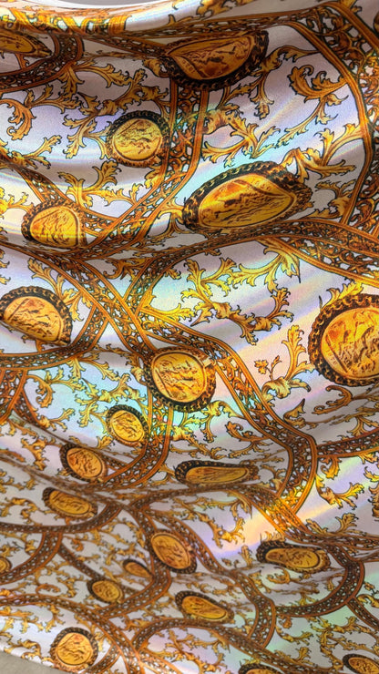 New Fashion brand design on Iridescent metallic nylon spandex 4-way stretch 58/60” Sold by the YD. Ships worldwide from Los Angeles CA